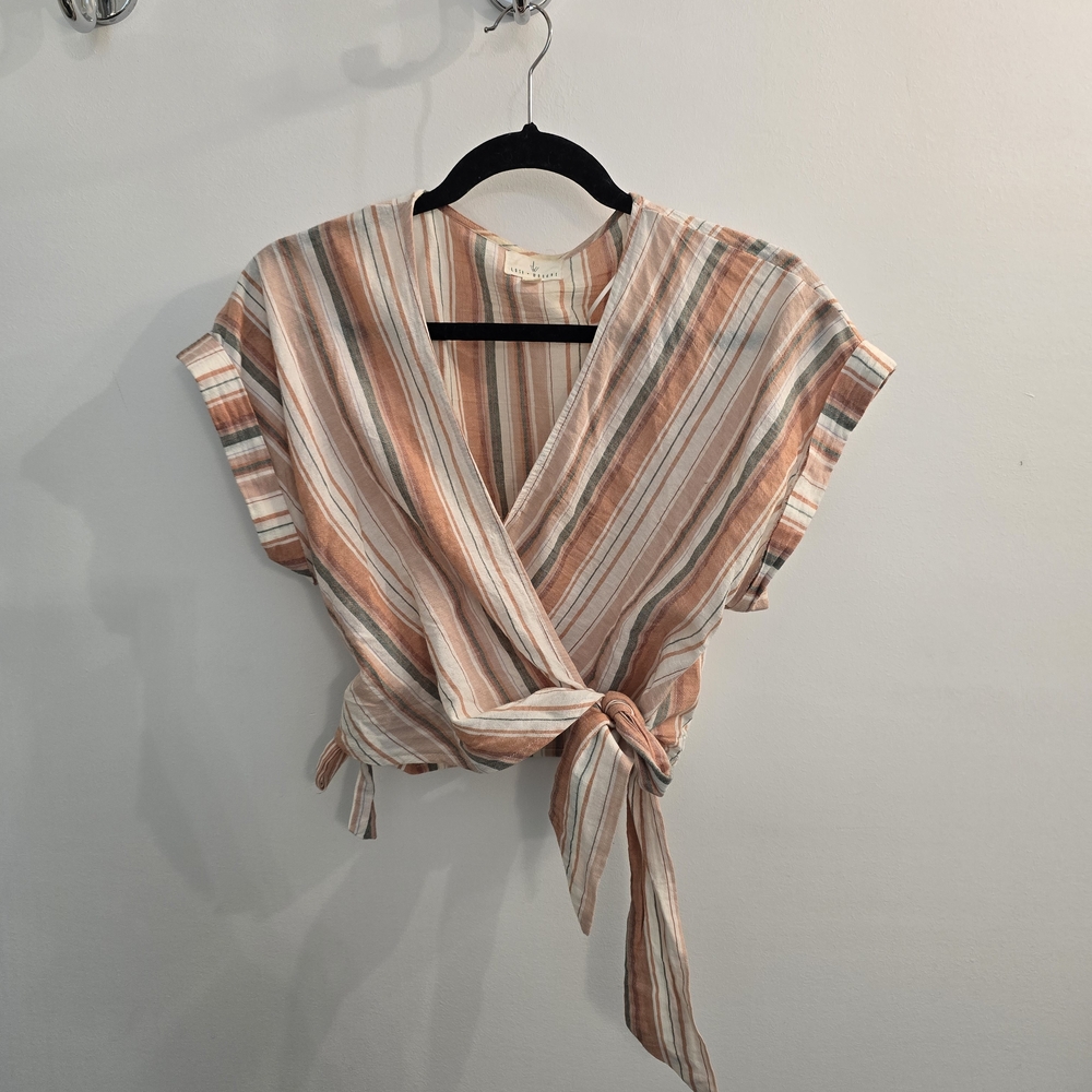 Lost + Wander Multicolor Striped Wrap Crop Top